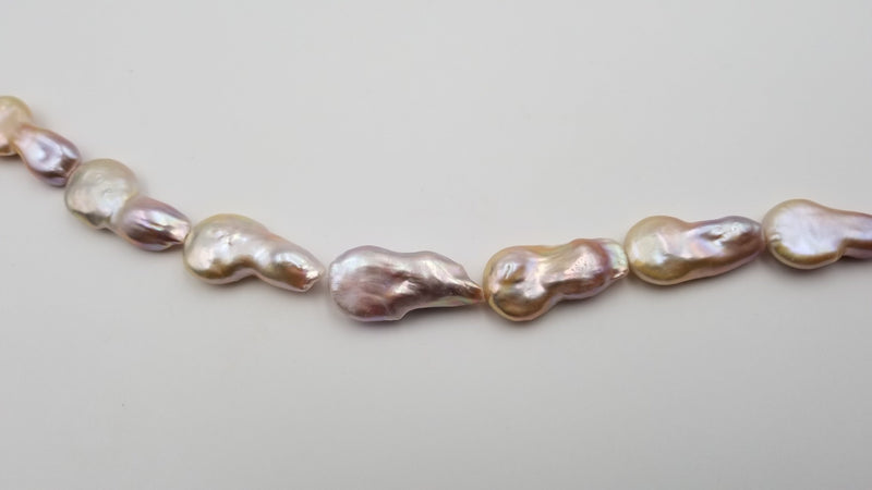 FRESHWATER RARE MULTI COLOR BAROQUE FLAT PEARLS 16 " STRAND