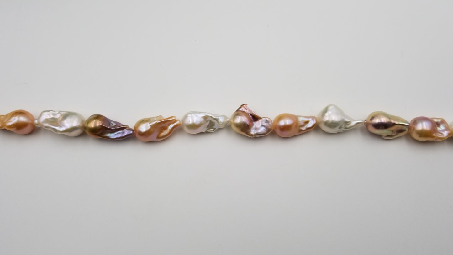 FRESHWATER BAROQUE RARE MULTI COLOR  PEARLS 16 " STRANDS