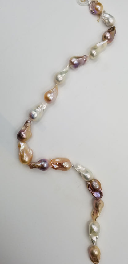 MULTI COLOR BAROQUE FRESHWATER NUCLEAS PEARL STRANDS AAA