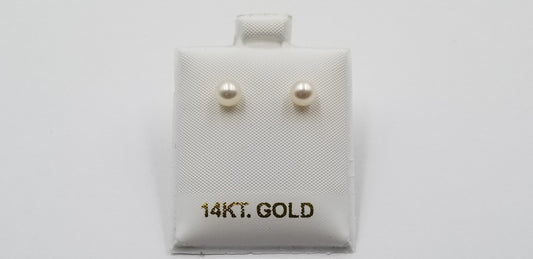 5.5-6 MM AAA FRESHWATER CULTURED PEARLS 14 KT YELLOW GOLD STUDS EARRINGS