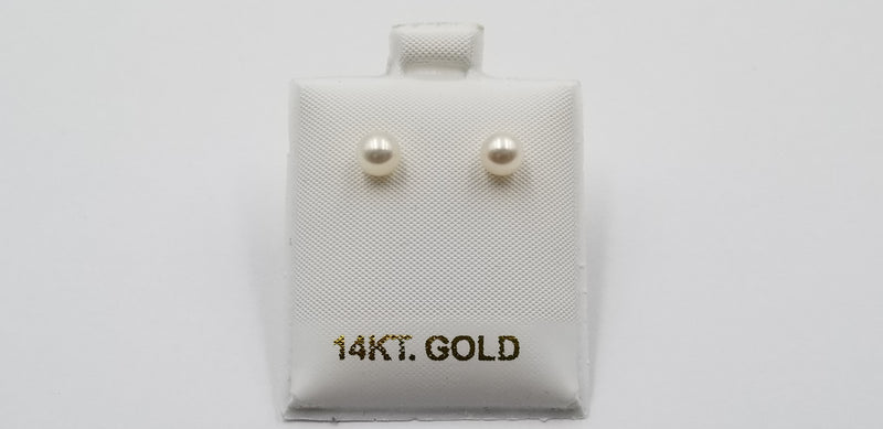 5.5-6 MM AAA FRESHWATER CULTURED PEARLS 14 KT YELLOW GOLD STUDS EARRINGS