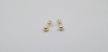 5.5-6 MM AAA FRESHWATER CULTURED PEARLS 14 KT YELLOW GOLD STUDS EARRINGS