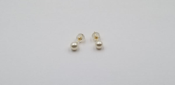 5.5-6 MM AAA FRESHWATER CULTURED PEARLS 14 KT YELLOW GOLD STUDS EARRINGS