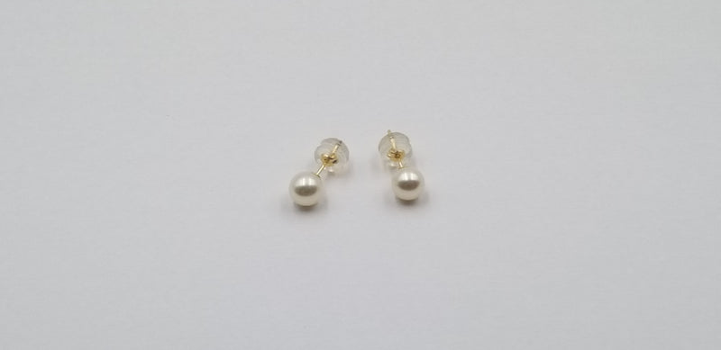 5.5-6 MM AAA FRESHWATER CULTURED PEARLS 14 KT YELLOW GOLD STUDS EARRINGS