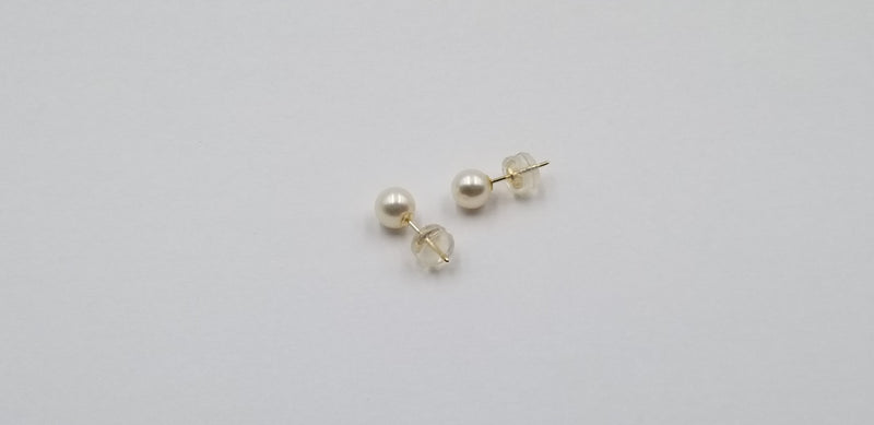 5.5-6 MM AAA FRESHWATER CULTURED PEARLS 14 KT YELLOW GOLD STUDS EARRINGS