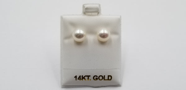 9-9.5 MM AAA FRESHWATER CULTURED PEARLS 14 KT YELLOW GOLD STUDS EARRINGS