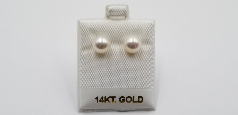 9-9.5 MM AAA FRESHWATER CULTURED PEARLS 14 KT YELLOW GOLD STUDS EARRINGS