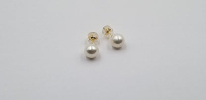 9-9.5 MM AAA FRESHWATER CULTURED PEARLS 14 KT YELLOW GOLD STUDS EARRINGS