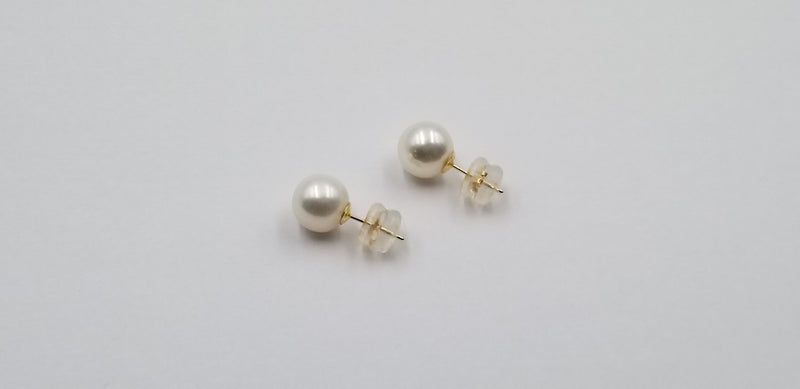 9-9.5 MM AAA FRESHWATER CULTURED PEARLS 14 KT YELLOW GOLD STUDS EARRINGS