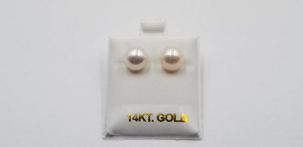 10-10.5 MM AA FRESHWATER CULTURED PEARLS 14 KT YELLOW GOLD STUDS EARRINGS