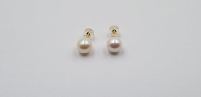 10-10.5 MM AA FRESHWATER CULTURED PEARLS 14 KT YELLOW GOLD STUDS EARRINGS