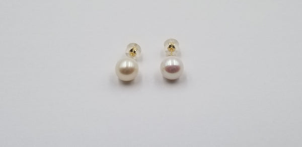 9.5-10 MM AAA FRESHWATER CULTURED PEARLS 14 KT YELLOW GOLD STUDS EARRINGS