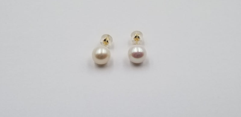 9.5-10 MM AAA FRESHWATER CULTURED PEARLS 14 KT YELLOW GOLD STUDS EARRINGS