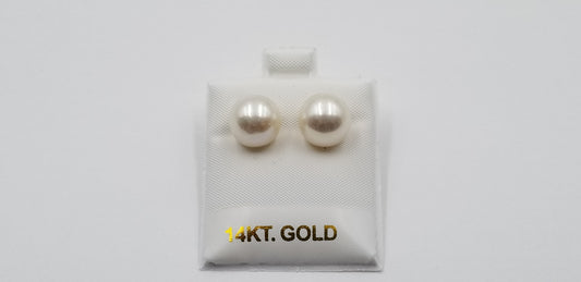 11-12 MM  FRESHWATER CULTURED PEARLS 14 KT YELOW GOLD STUDS EARRINGS