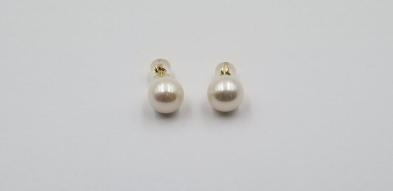 11-12 MM  FRESHWATER CULTURED PEARLS 14 KT YELOW GOLD STUDS EARRINGS