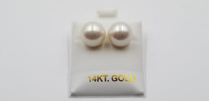 12-13 MM FRESHWATER CULTURED PEARLS 14 KT YELLOW GOLD STUDS EARRINGS