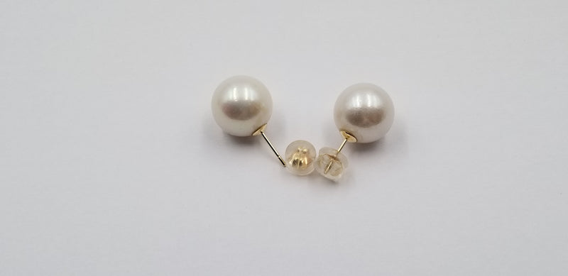 12-13 MM FRESHWATER CULTURED PEARLS 14 KT YELLOW GOLD STUDS EARRINGS