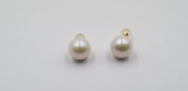 13-14 MM FRESHWATER CULTURED PEARLS 14 KT YELLOW GOLD STUDS EARRINGS