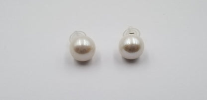 SUPER LARGE SIZE 15-16 MM FRESHWATER CULTURED PEARLS 14 KT YELLOW GOLD STUDS EARRINGS
