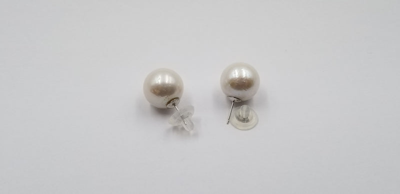 SUPER LARGE SIZE 15-16 MM FRESHWATER CULTURED PEARLS 14 KT YELLOW GOLD STUDS EARRINGS