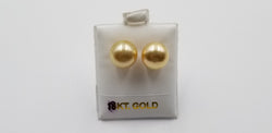 11-12 MM GOLDEN COLOR SOUTHSEA PEARLS 18 KT YELLOW GOLD STUDS EARRINGS