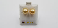 11-12 MM NATURAL COLOR GOLDEN SOUTHSEA PEARLS 18 KT YELOW GOLD STUDS EARRINGS