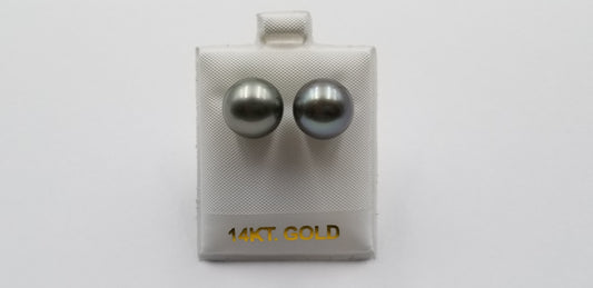 12-13 MM TAHITIAN PEARLS 14 KT YELLOW GOLD STUDS EARRINGS