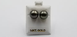 13-14 MM NATURAL COLOR BLACK TAHITIAN PEARLS 14 KT YELLOW GOLD STUDS EARRINGS