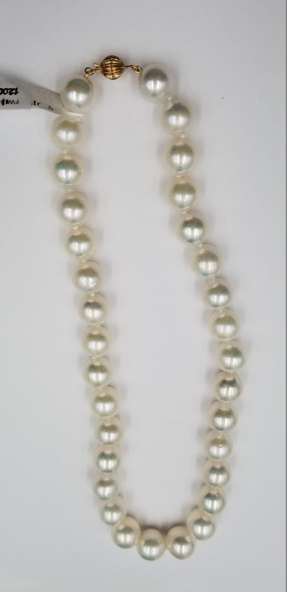 11-14 MM FRESHWATER CULTURE PEARLS 14 KT YELLOW GOLD NECKLACE 17.5"