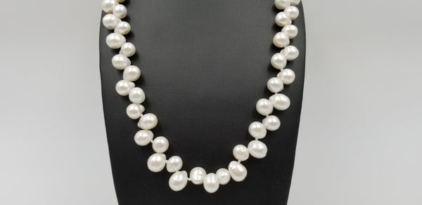 SIDE DRILL STYLISH PEARL SHAPE FRESHWATER PEARLS 36 "  NECKLACE