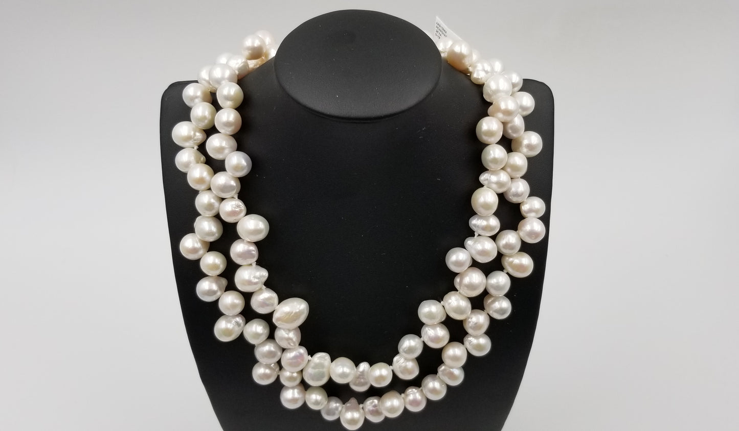 SIDE DRILL STYLISH PEARL SHAPE FRESHWATER PEARLS 36 "  NECKLACE