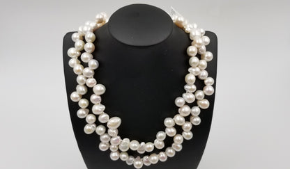SIDE DRILL STYLISH PEARL SHAPE FRESHWATER PEARLS 36 "  NECKLACE