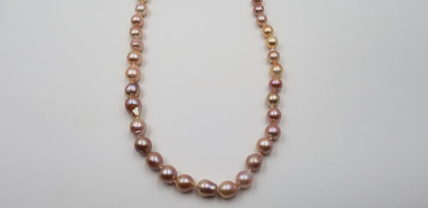 10-14 MM BAROQUE /TEAR DROP GRADUATE 46 " LONG FRESHWATER CULTURE ALL PINK NECKLACE