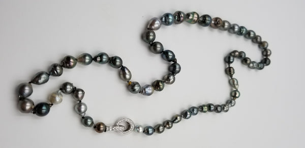 8-14 MM NATURAL COLOR MULTI BLACK TAHITIAN BAROQUE PEARLS 36" NECKLACE