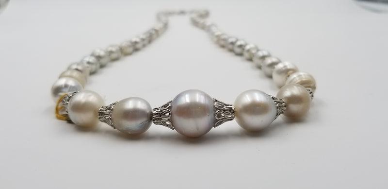 9-14 MM NATURAL COLOR BAROQUE SOUTHSEA PEARLS 36 " SPECIAL DESIGNS NECKLACE