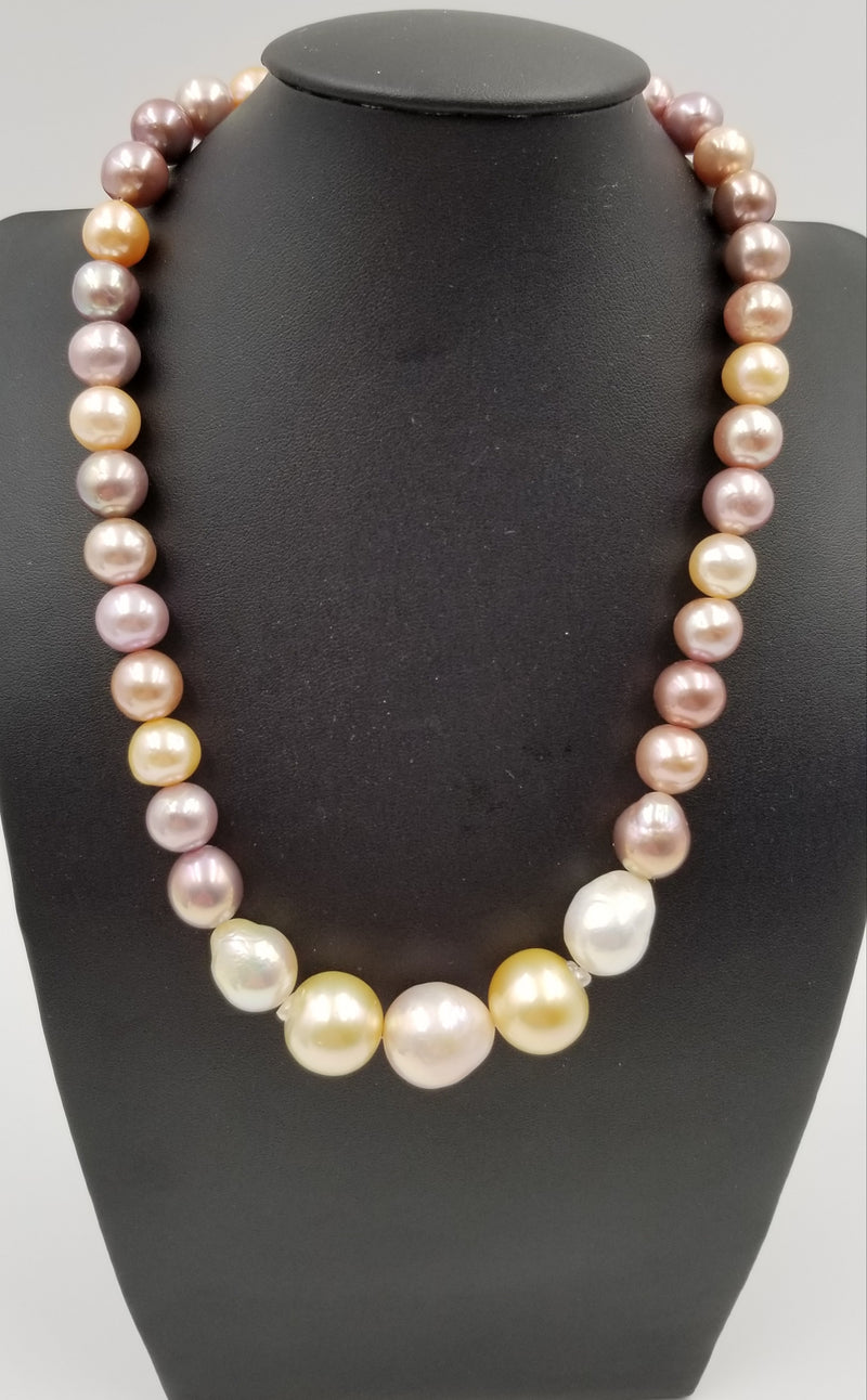 9-16.5 MM GOLDEN SOUTHSEA /MULTI COLOR FRESHWATER CULTURE PEARLS STRAND