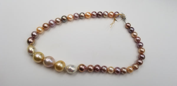 9-16.5 MM GOLDEN SOUTHSEA /MULTI COLOR FRESHWATER CULTURE PEARLS STRAND