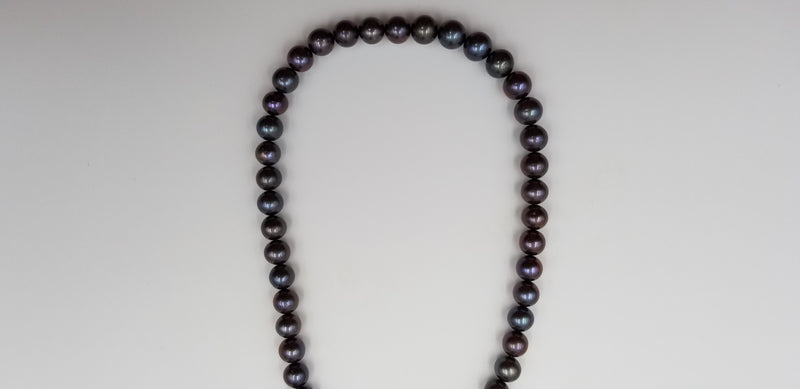 9-10 MM BLACK FRESHWATER CULTURE PEARLS STRANDS