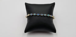 OPAL 4X6 MM CABOCHON CUT STERLING SILVER BRACELET