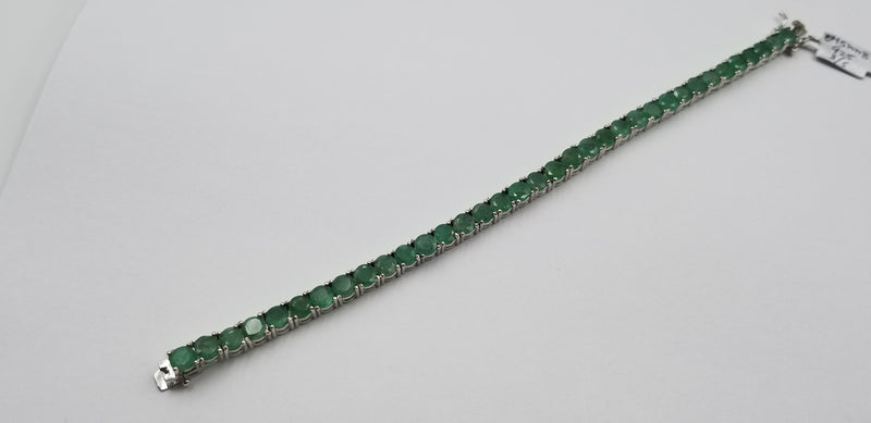 EMERALD 5 MM ROUND STERLING SILVER TENNIS BRACELET