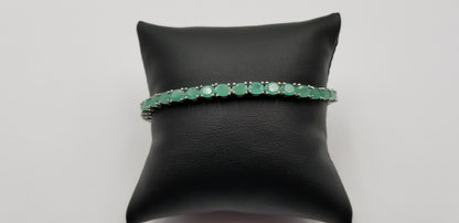 EMERALD 4X6 MM OVAL STERLING SILVER TENNIS BRACELET