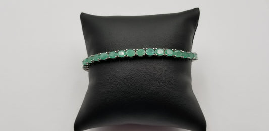 EMERALD 4X6 MM OVAL STERLING SILVER TENNIS BRACELET