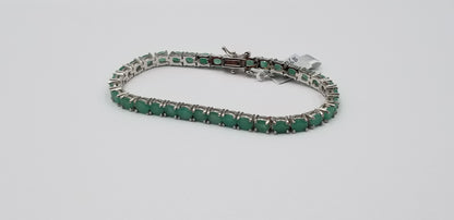 EMERALD 4X6 MM OVAL STERLING SILVER TENNIS BRACELET