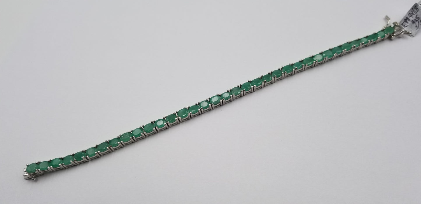 EMERALD 4X6 MM OVAL STERLING SILVER TENNIS BRACELET