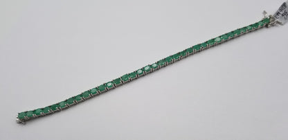 EMERALD 4X6 MM OVAL STERLING SILVER TENNIS BRACELET