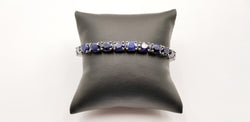 SAPPHIRE 6X8 MM OVAL SHAPE STERLING SILVER TENNIS BRACELET