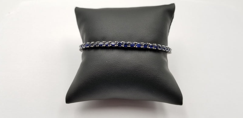 SAPPHIRE 3X5 MM OVAL SHAPE STERLING SILVER TENNIS BRACELET