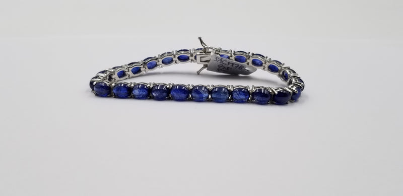 SAPPHIRE 5X7 CABOCHON CUT STERLING SILVER BRACELET