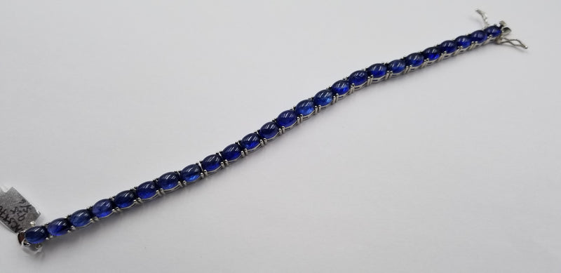 SAPPHIRE 5X7 CABOCHON CUT STERLING SILVER BRACELET