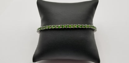 GREEN CHROME DIOPSIDE 3.5 MM STERLING SILVER TENNIS BRACELET